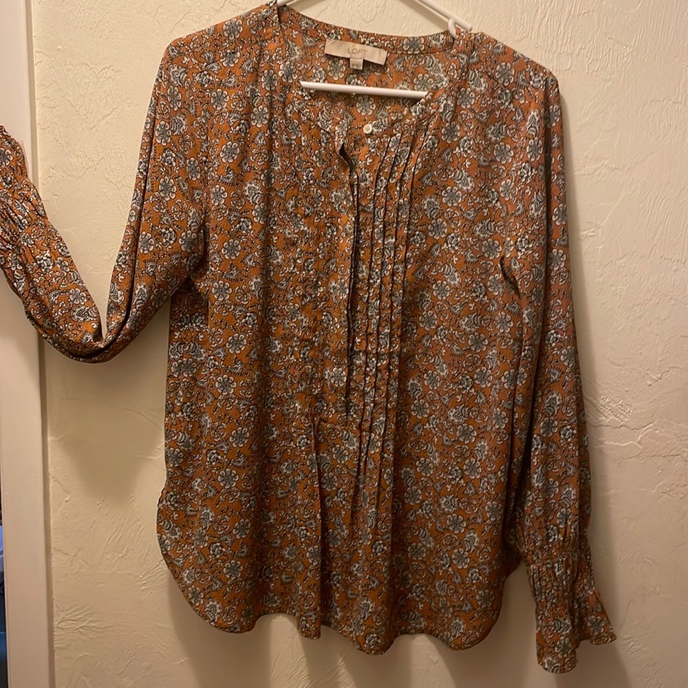 Long sleeved Flowered Blouse by LOFT